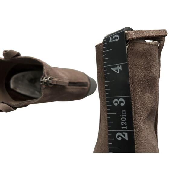 NWOB Mia Pewter Leather Suede Short Boots Zipper Stacked Heel-8M - Picture 11 of 13